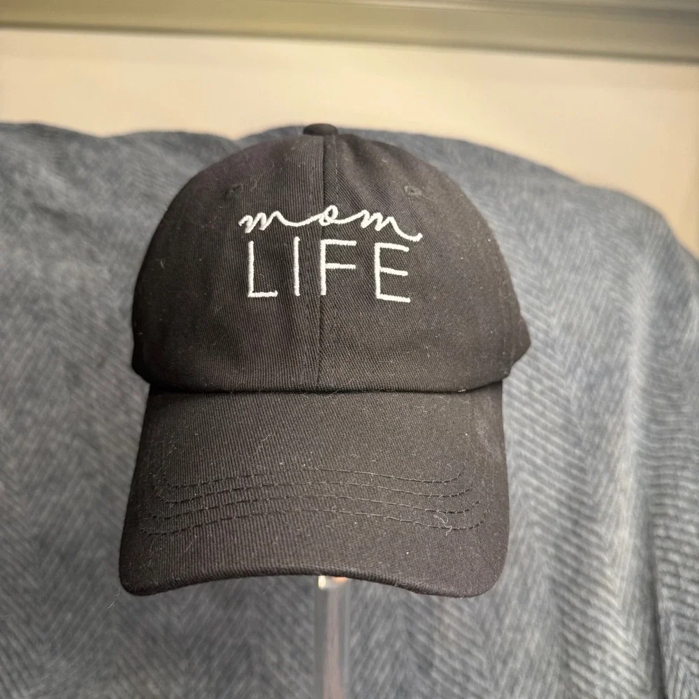 Mom Life Slideback Hat Black One Size Adjustable Embroidered Cap